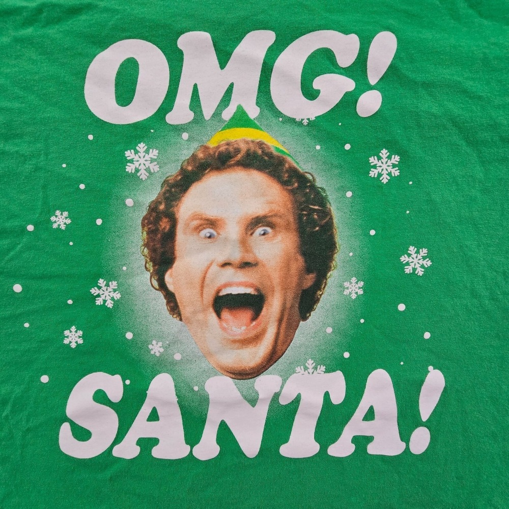 OMG! Santa! Elf Christmas‎ Green Short Sleeve Cotton T-Shirt Men's 2XL